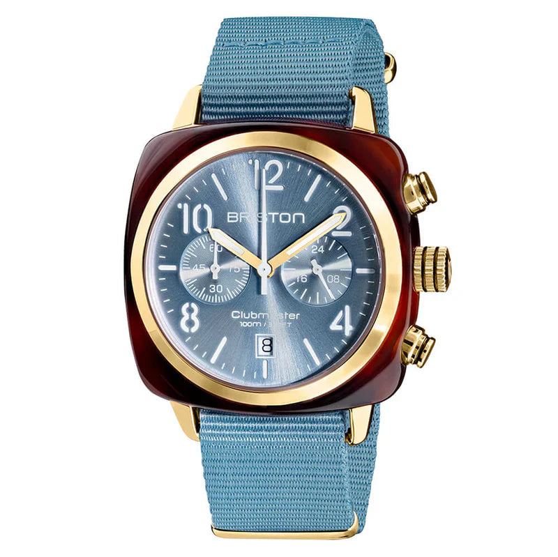 BRISTON Clubmaster Classic - Chrono - Gold - Ice Blue 19140.PYA.T.25.NIB