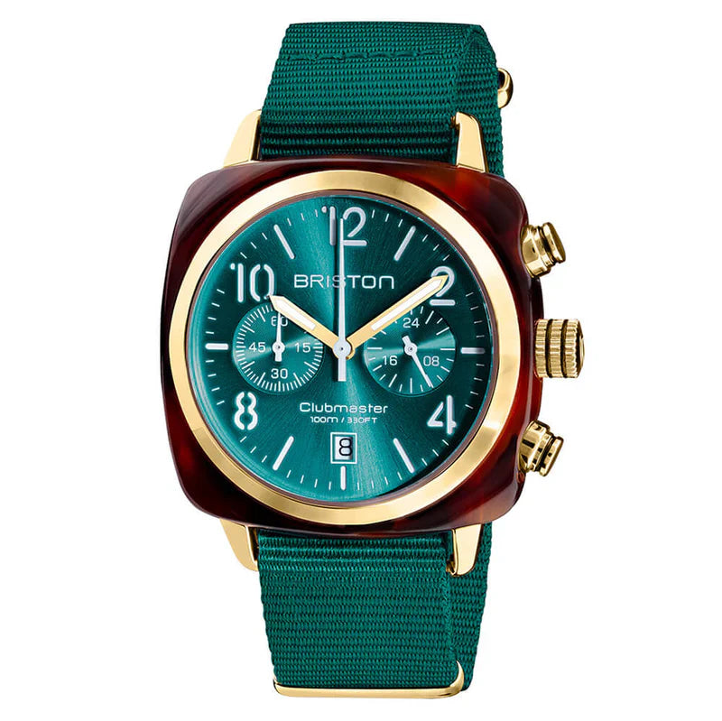 BRISTON Clubmaster Classic - Chrono - Gold - Emerald Green 19140.PYA.T.27.NE