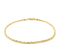 2.0mm 10k Yellow Gold Diamond Cut Rope Anklet 