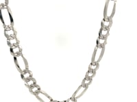 Sterling Silver Rhodium Plated Classic Figaro Chain 8.1mm