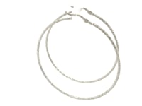 14k White Gold Large Textured Hoop Earrings (50mm Diameter) (1.5mm)
