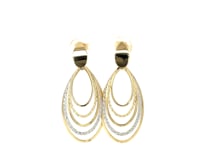 14k Two Tone Gold Two Toned Post Earrings with Graduated Ovals
