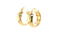 14k Yellow Gold Wide Medium Hoop Earrings with Snap Lock