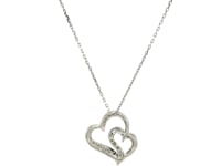 Sterling Silver Diamond Accented Dual Fancy Heart Pendant (.02 cttw)