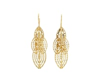 14k Yellow Gold Textured Cascading Cut Out Marquise Earrings