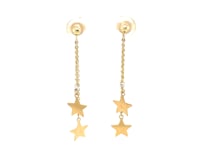 14k Two Tone Gold Drop Earrings with Polished Stars