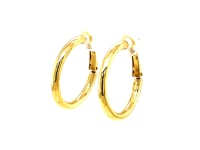 14k Yellow Gold High Polish  Hoop Earrings (0.78 inch Diameter) 