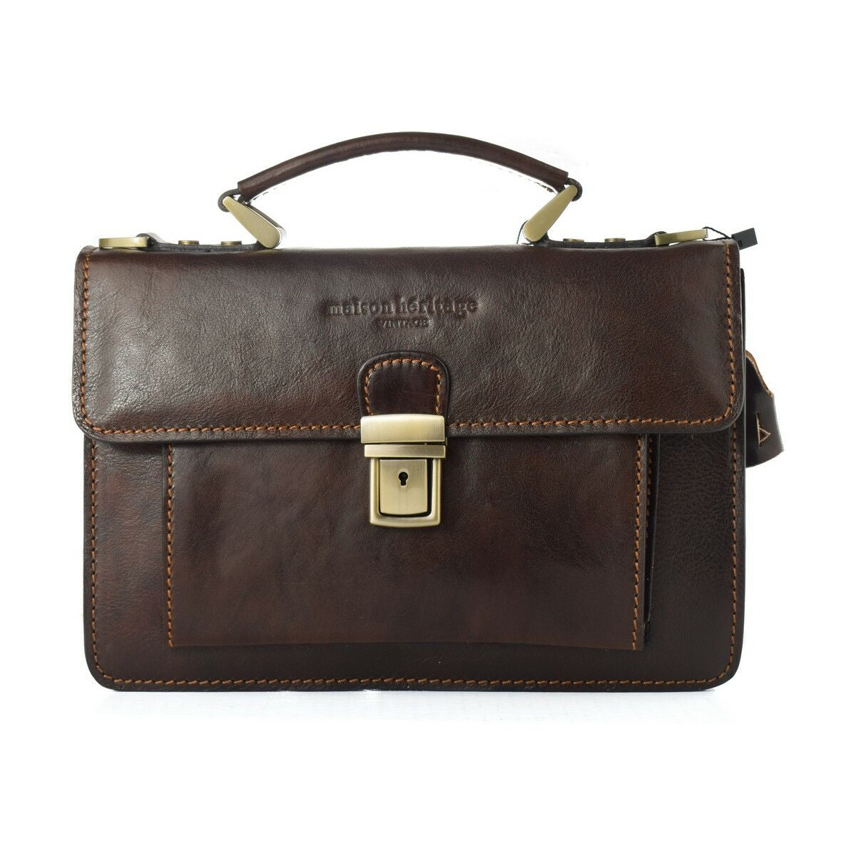 Women's Handbag Maison Heritage EDMOND-MARRON-FONCE Brown (26 x 18 x 8 cm)-0