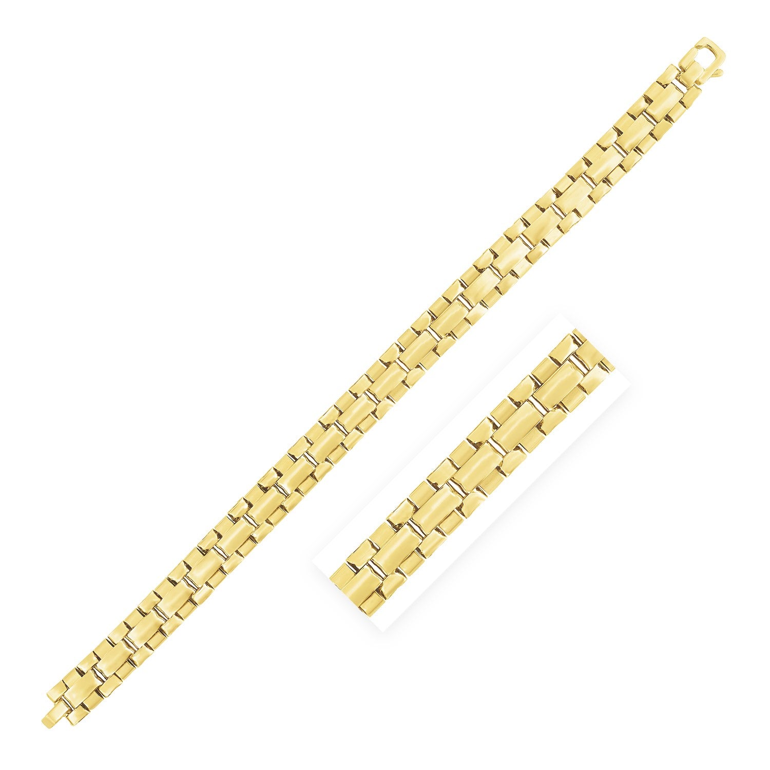 14k Yellow Gold High Polish Large Link Panther Link Bracelet (9.4mm)