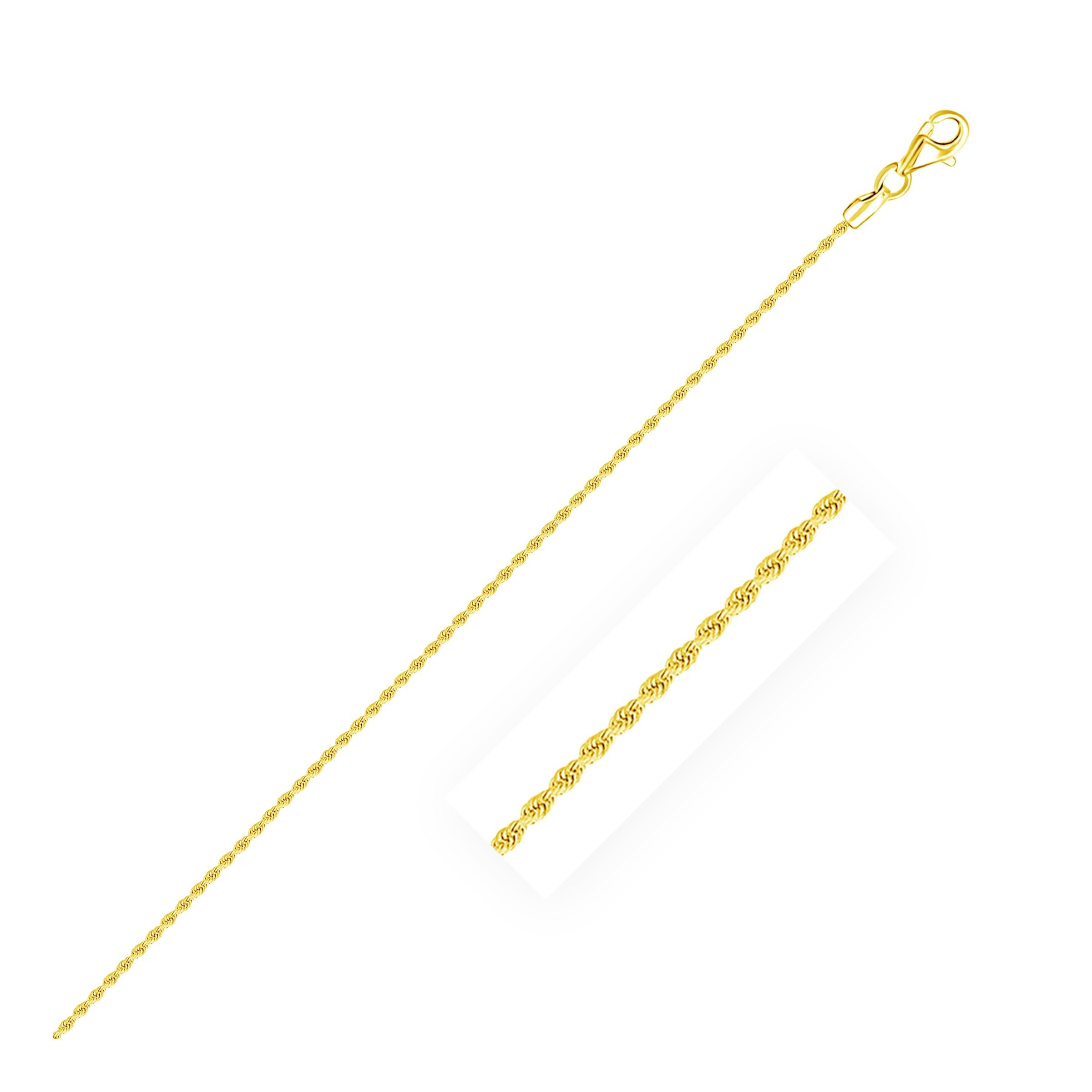 14k Yellow Gold Diamond Cut Rope Anklet 1.5mm