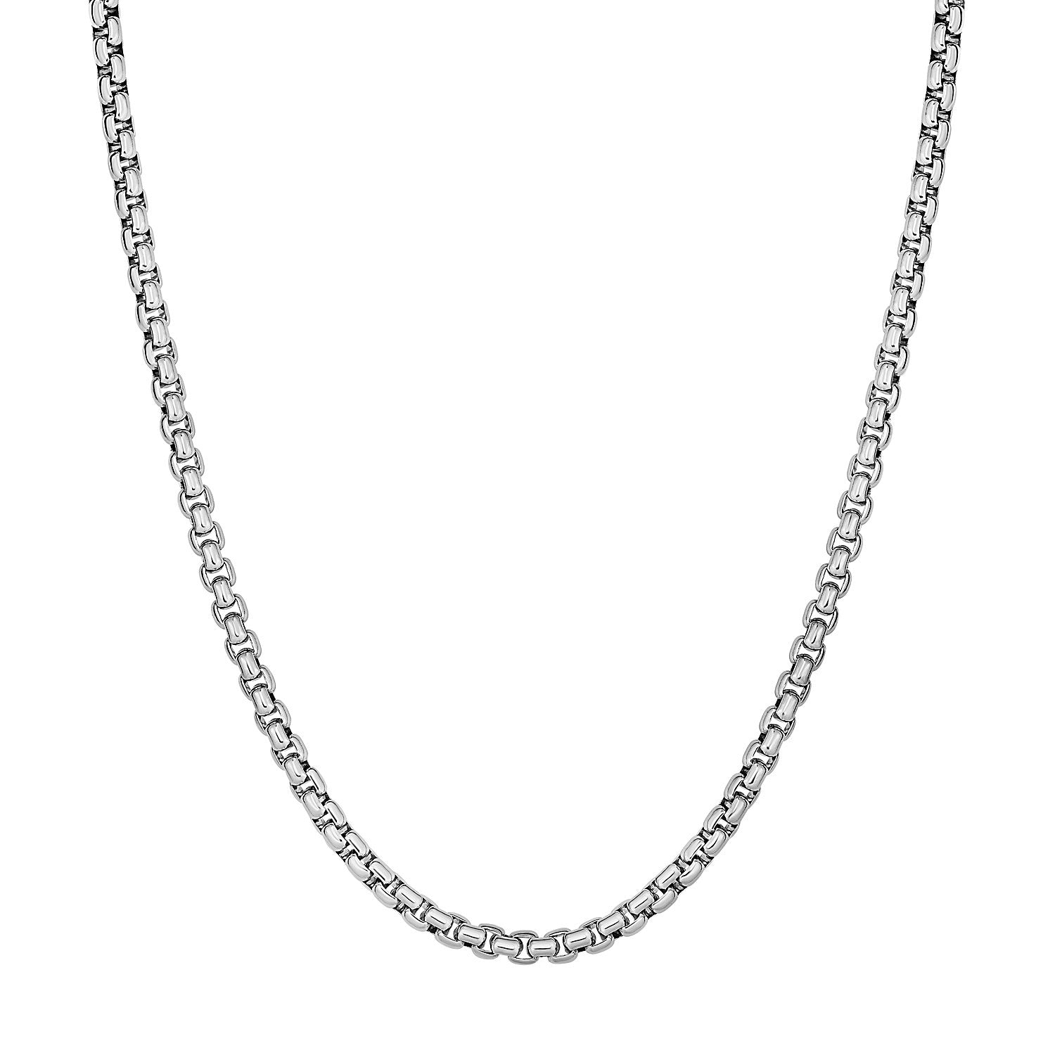3.8mm Sterling Silver Rhodium Plated Round Box Chain