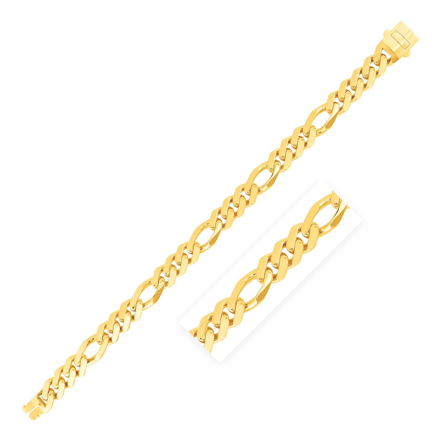 14k Yellow Gold High Polish Modern Lite Figaro Bracelet (9.5mm)