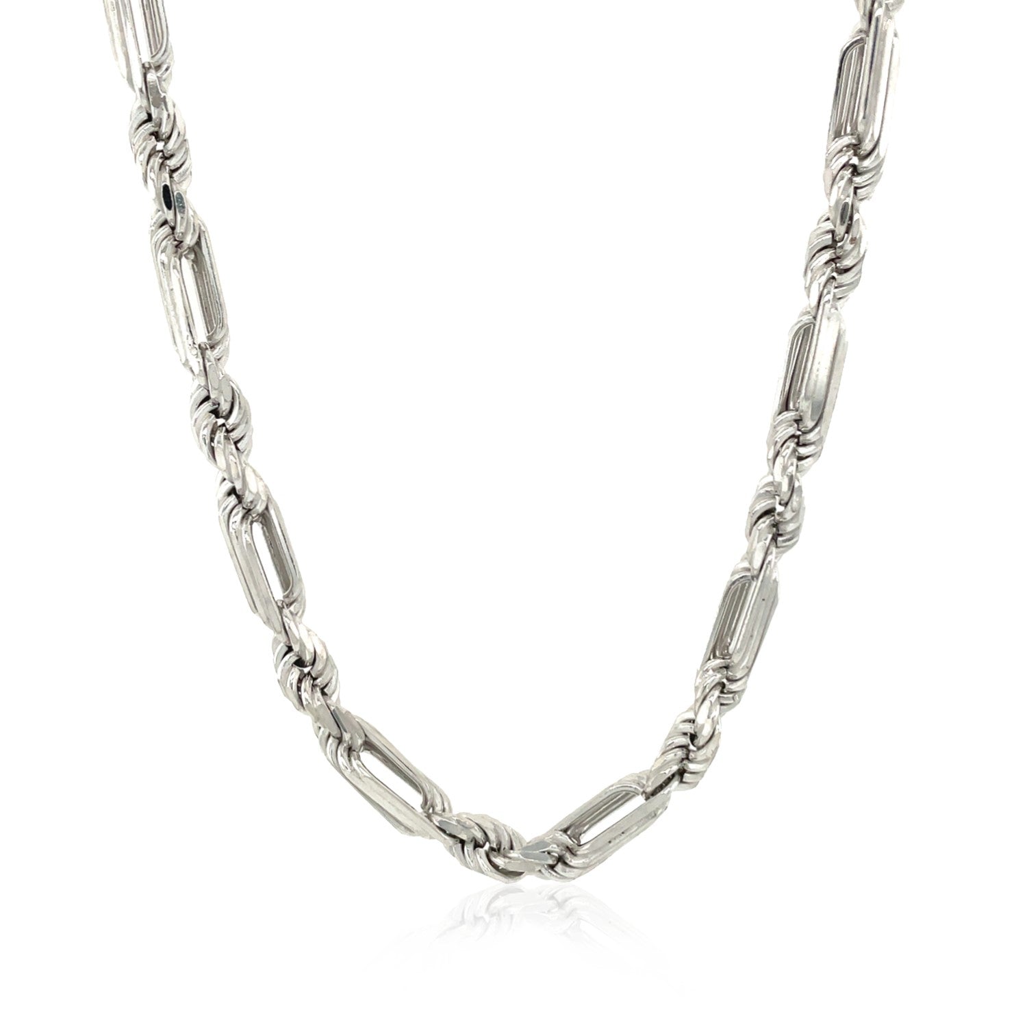 Sterling Silver Rhodium Plated Figarope Chain 5.0mm