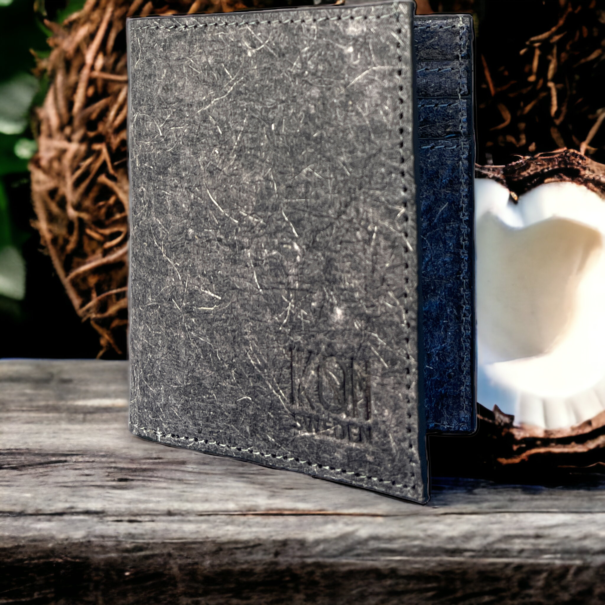 Coconut Leather Classic Wallet - Dark Grey-1
