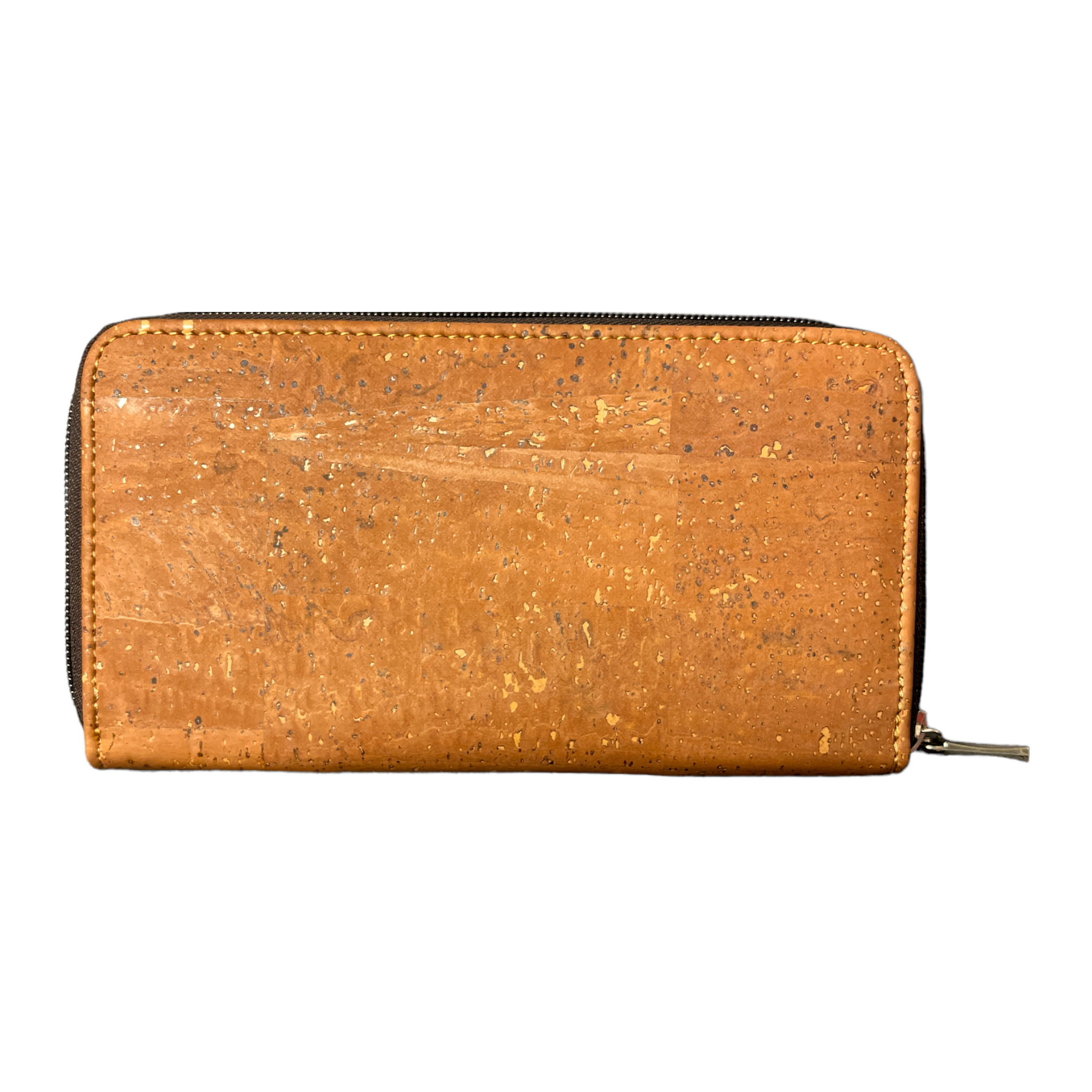 Cork Leather Vegan Zip Wallet - Rosy Brown-1